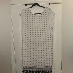 NWOT- Women’s Madewell Scatterblock White and Black Tassel Dress.‎ Size S.